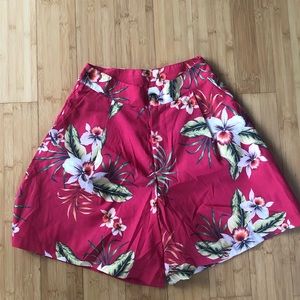 High waisted Hawaiian print shorts